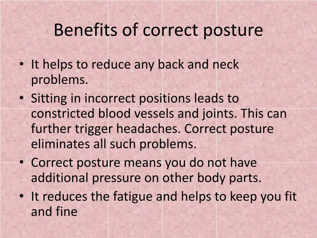benefits of correct posture