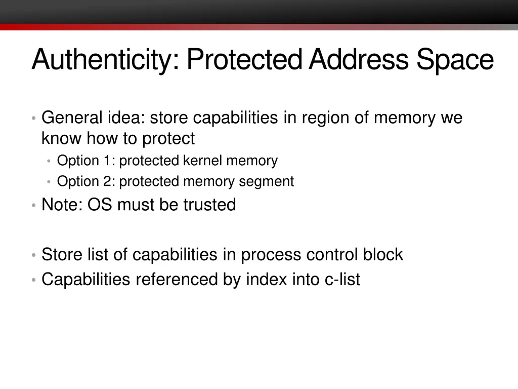 authenticity protected address space