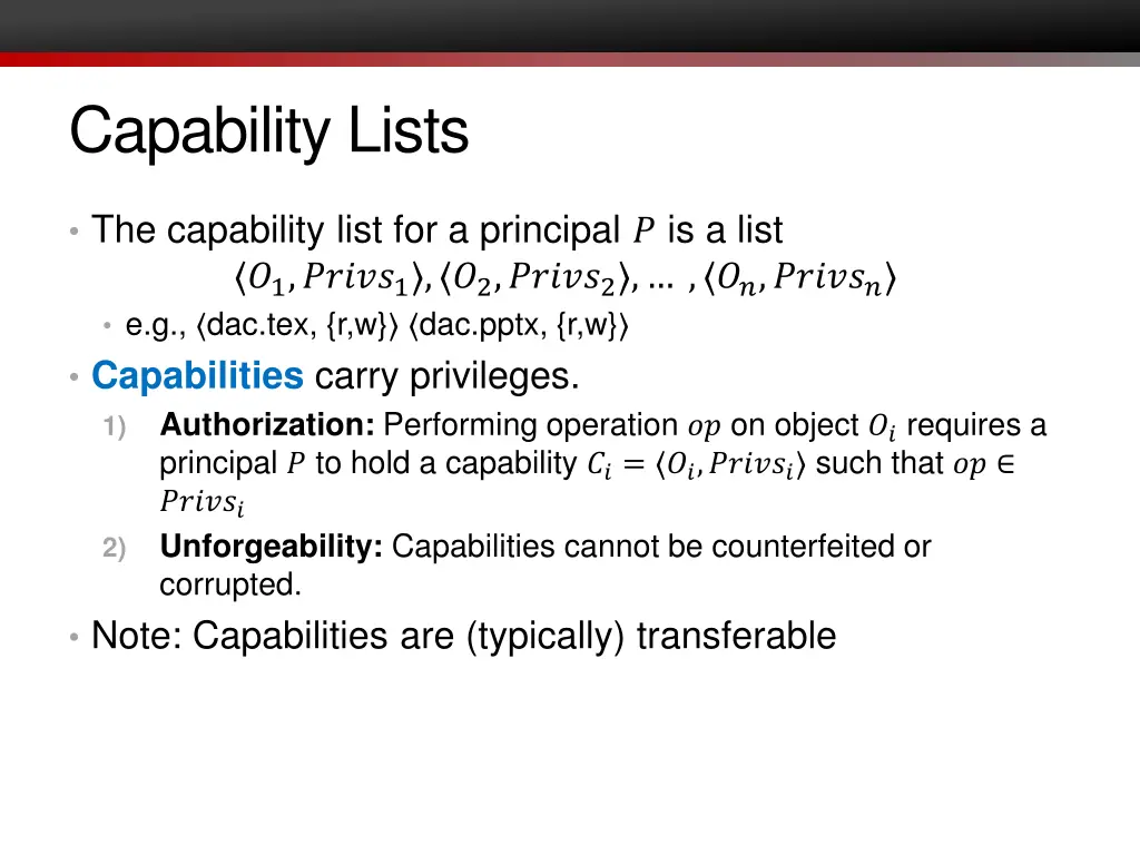 capability lists