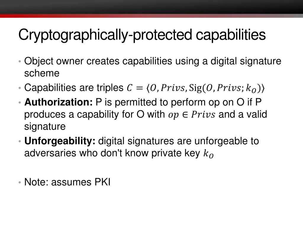 cryptographically protected capabilities