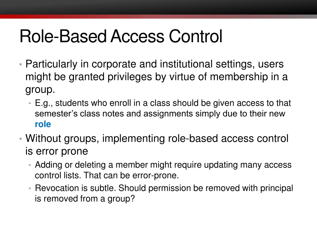 role based access control