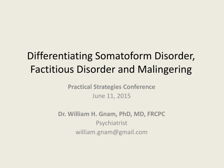 differentiating somatoform disorder factitious