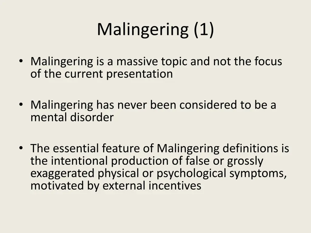 malingering 1