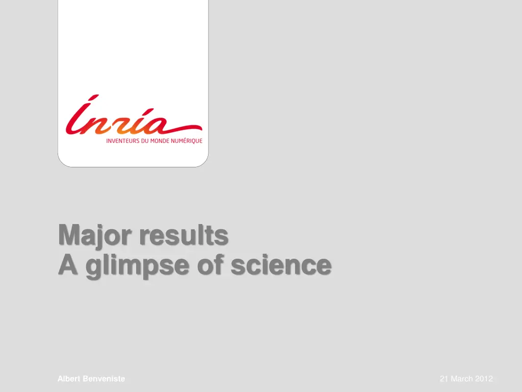 major results a glimpse of science
