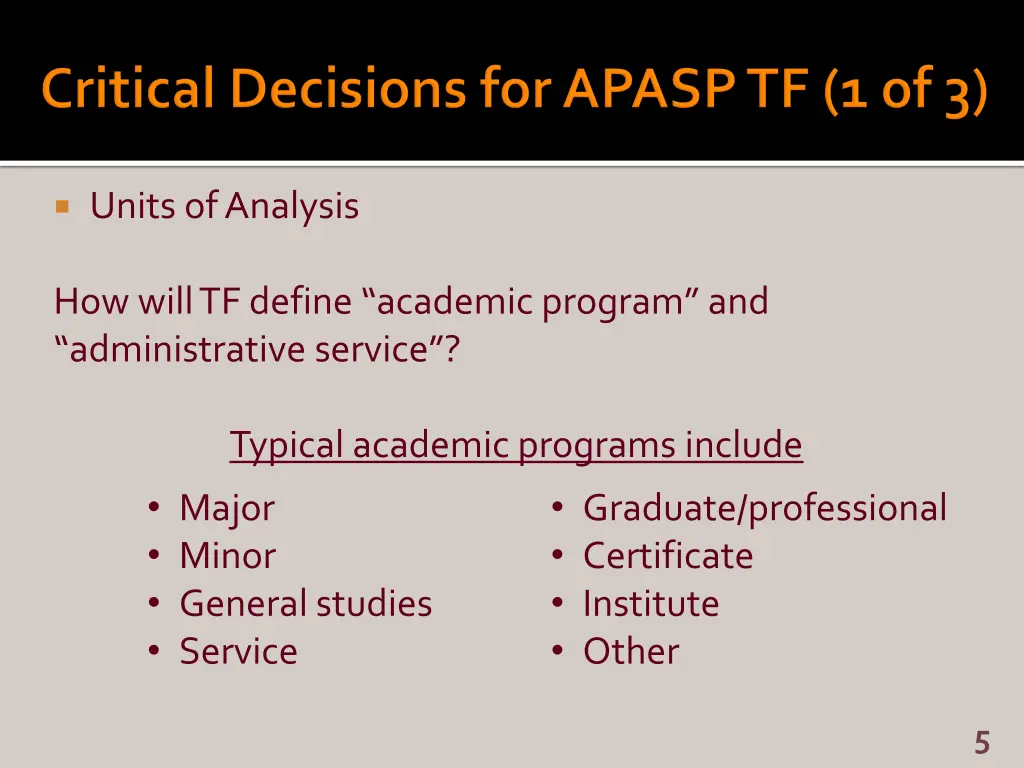 units of analysis