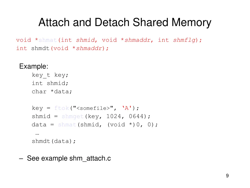 attach and detach shared memory
