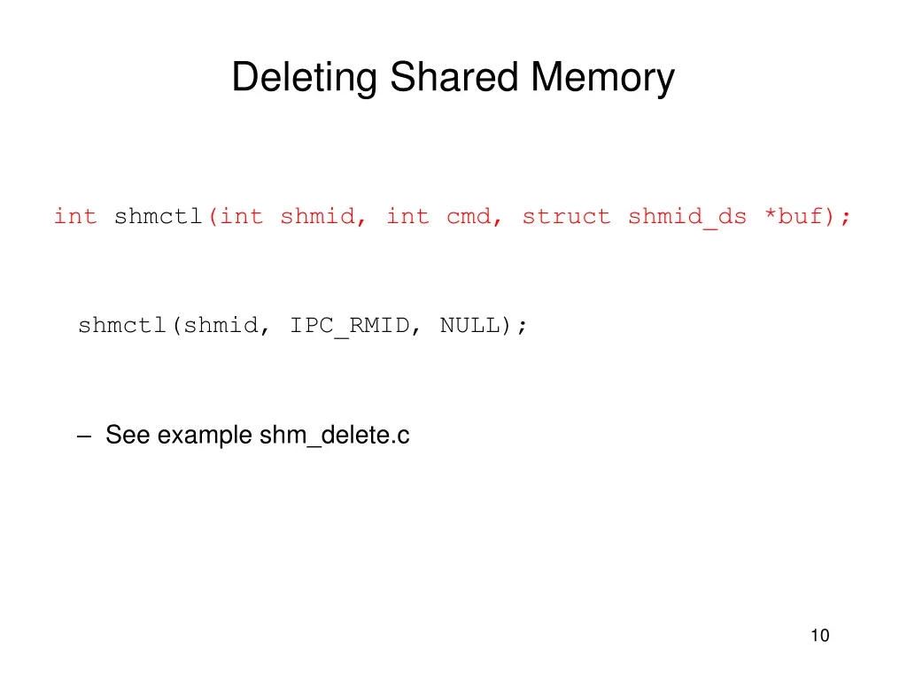 deleting shared memory