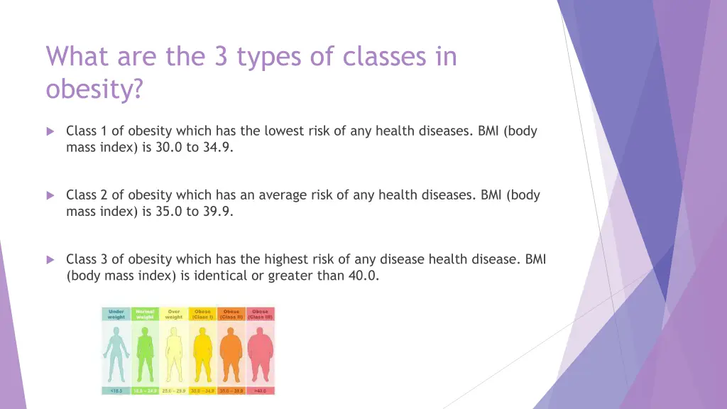 what are the 3 types of classes in obesity