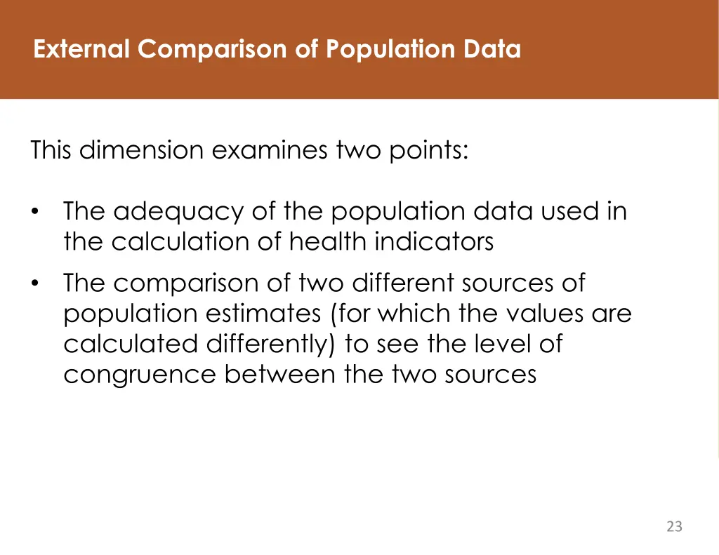 external comparison of population data