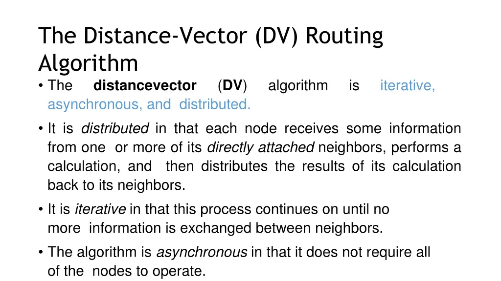 the distance vector dv routing algorithm
