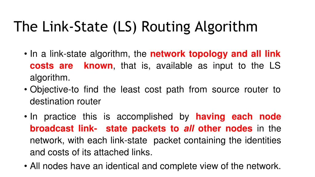 the link state ls routing algorithm