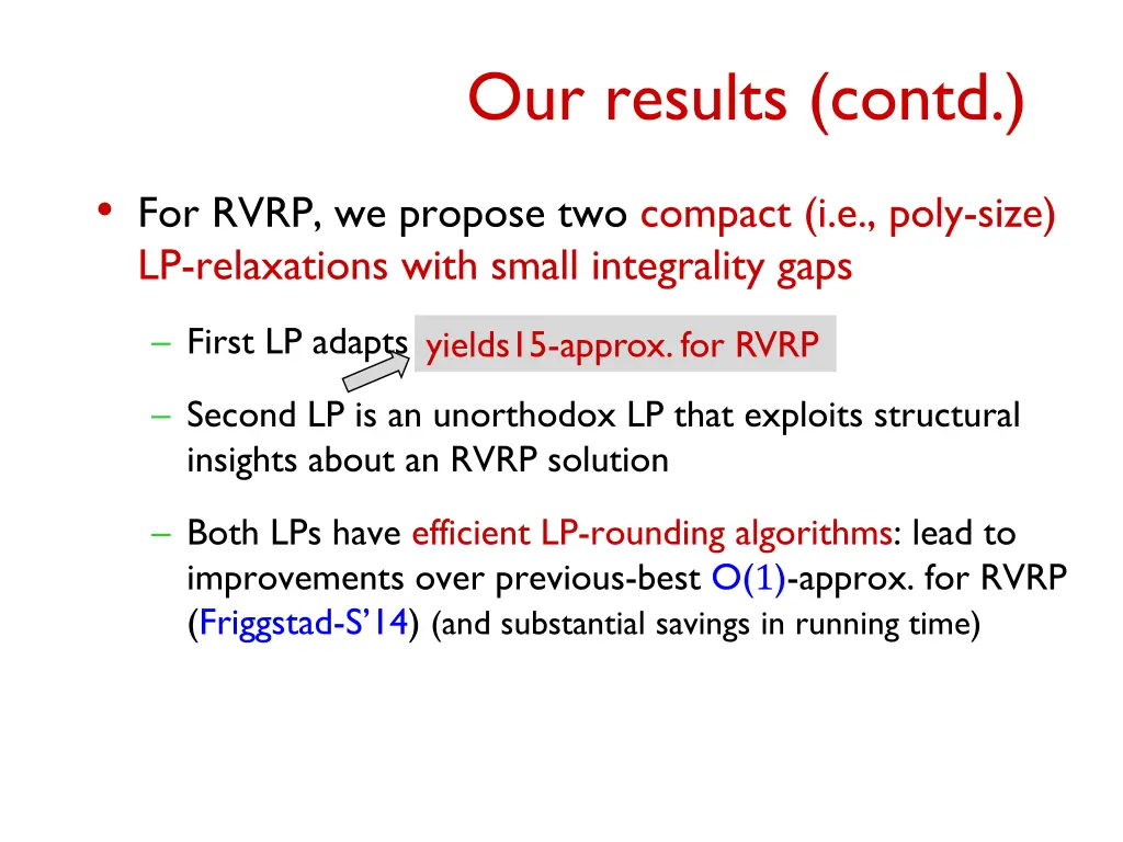 our results contd