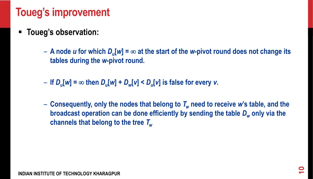 toueg s improvement