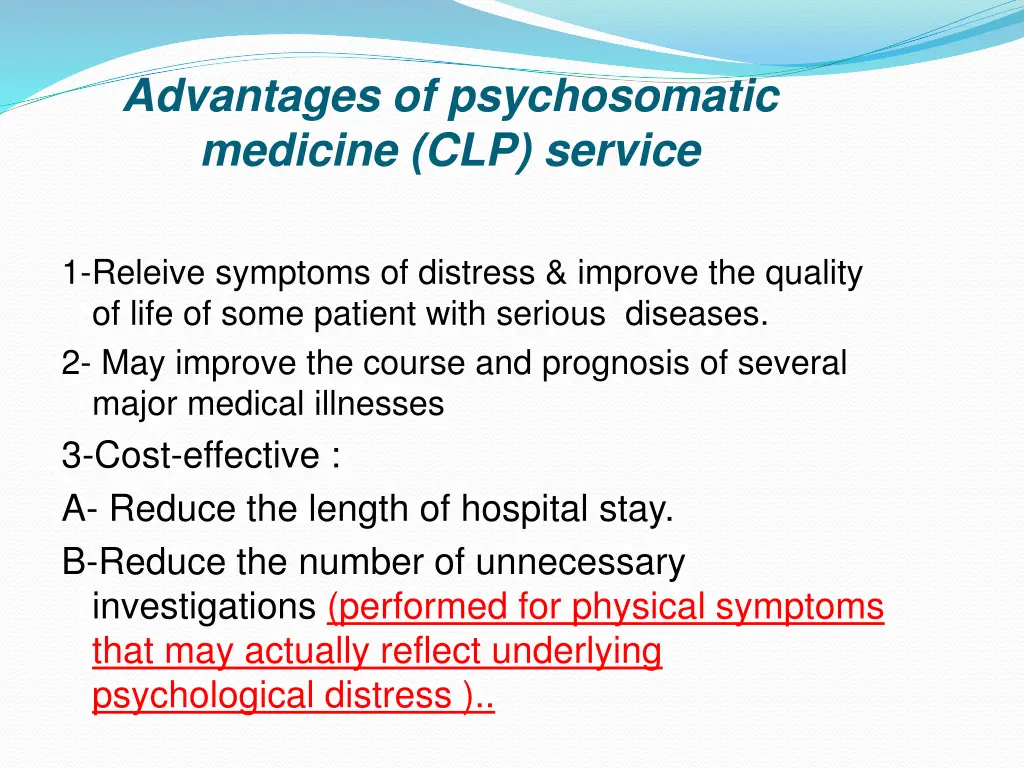 advantages of psychosomatic medicine clp service