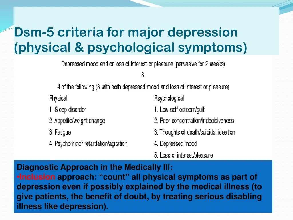 dsm 5 criteria for major depression physical