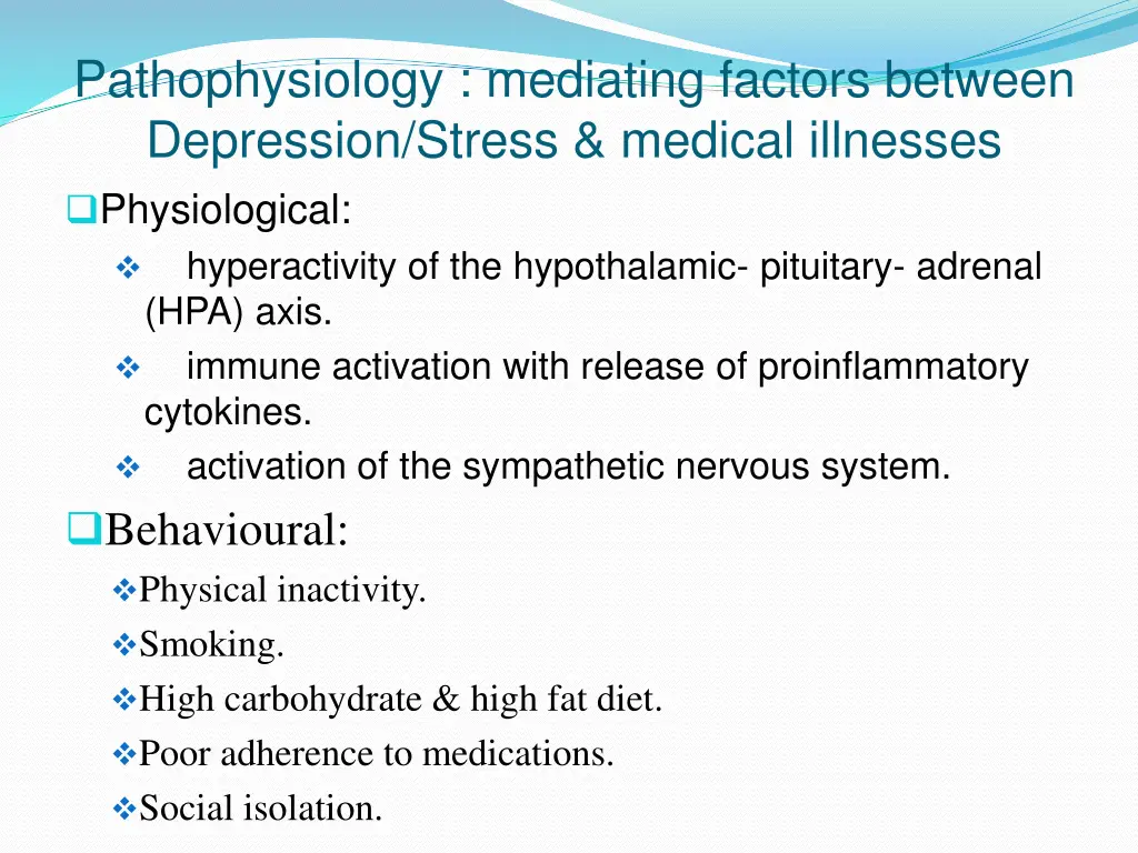 pathophysiology mediating factors between