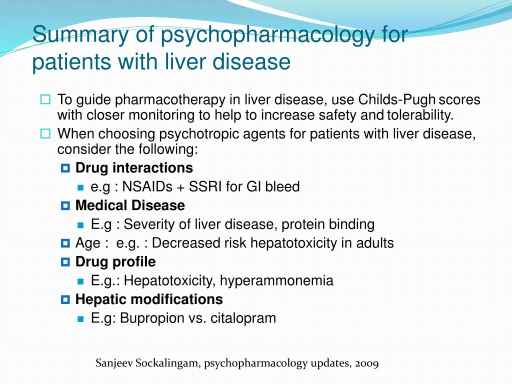 summary of psychopharmacology for patients with