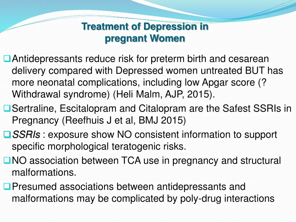 treatment of depression in pregnant women