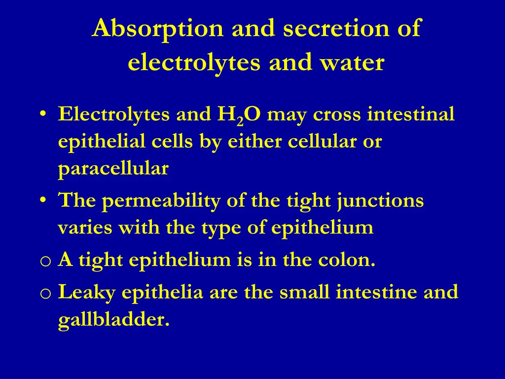 absorption and secretion of electrolytes and water
