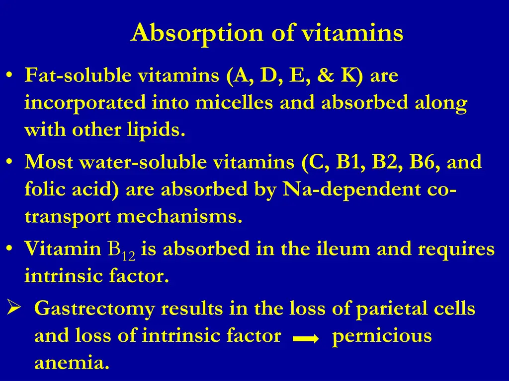 absorption of vitamins
