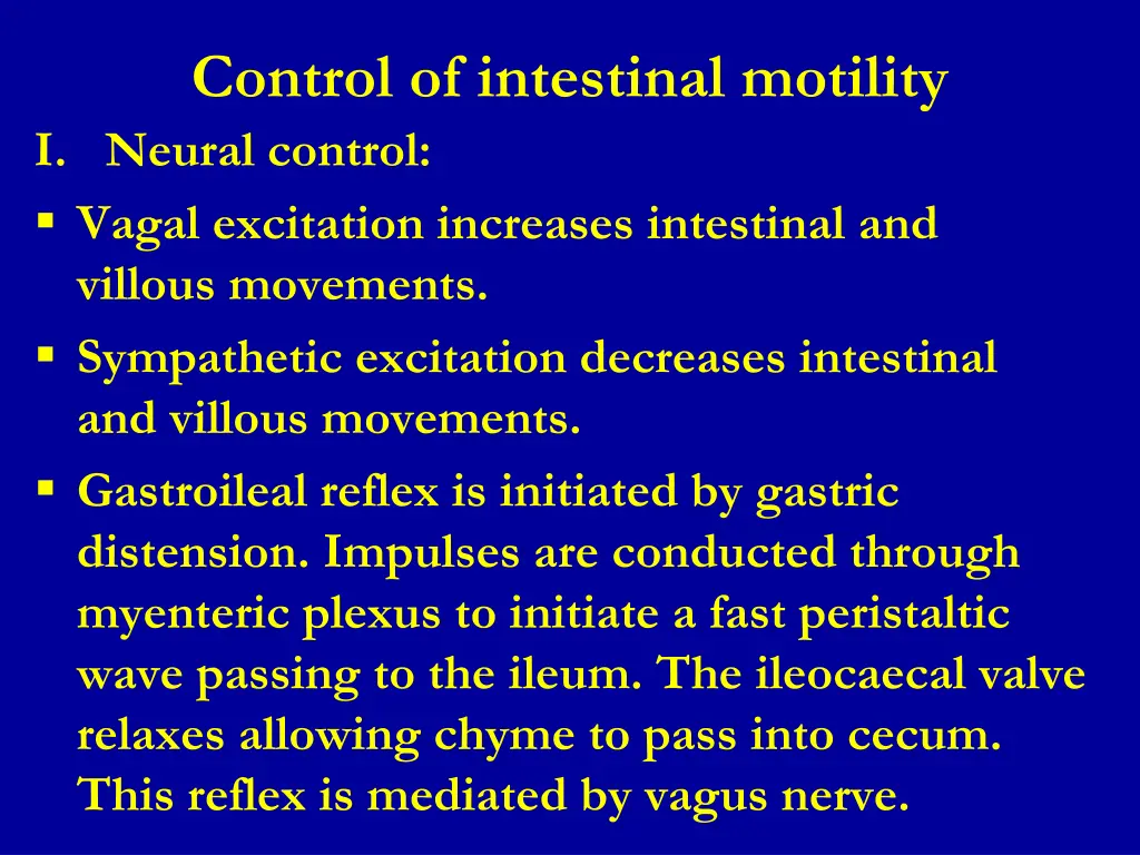 control of intestinal motility i neural control