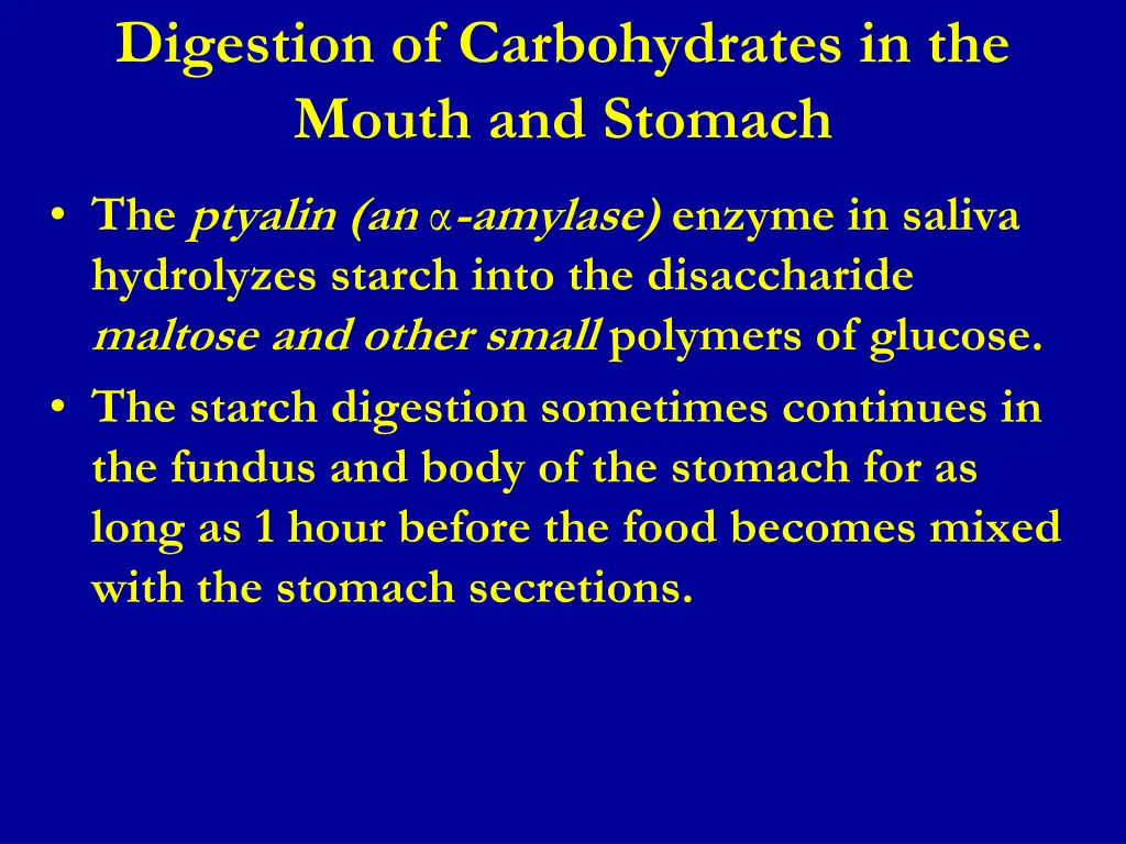 digestion of carbohydrates in the mouth