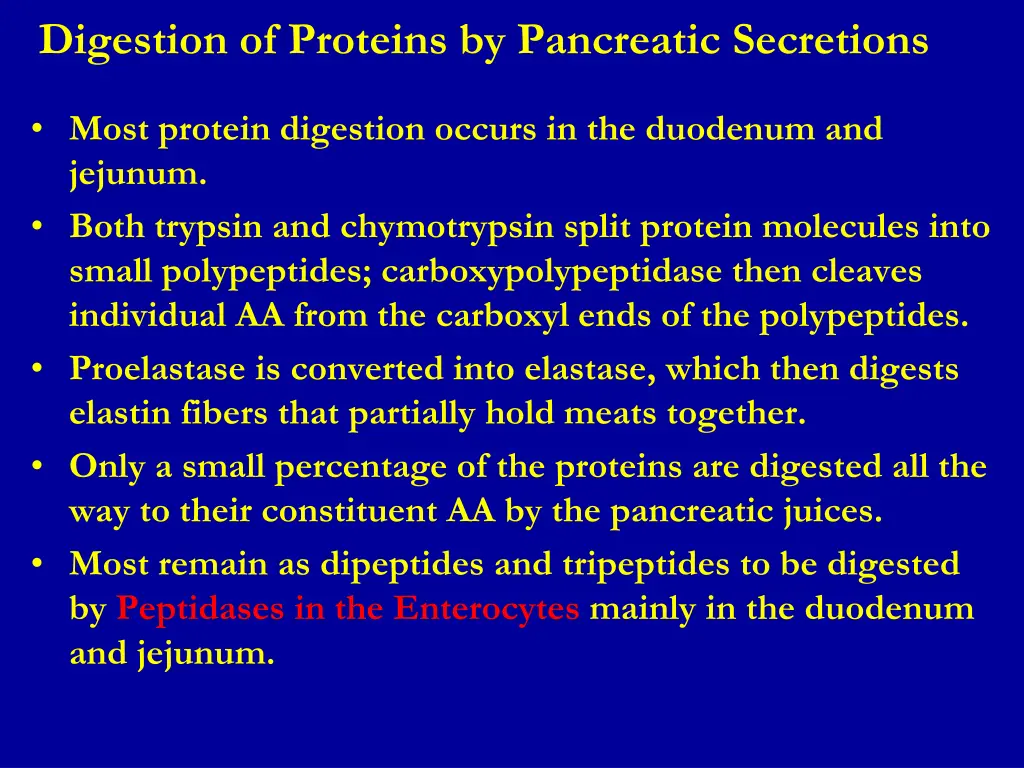 digestion of proteins by pancreatic secretions