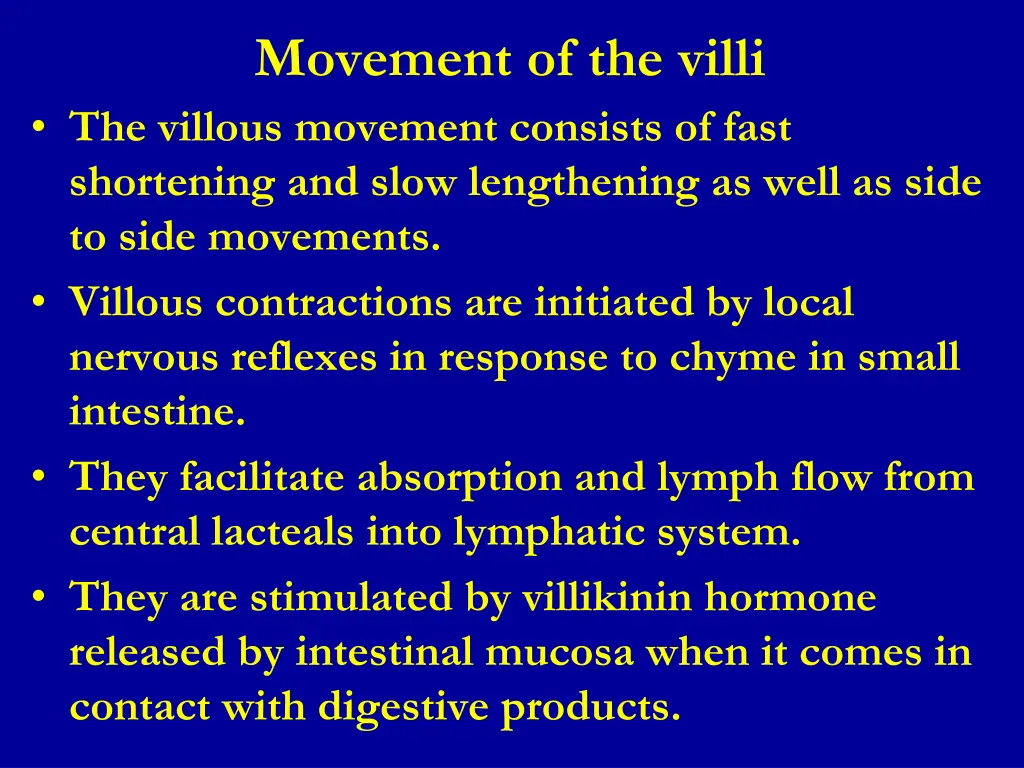 movement of the villi the villous movement