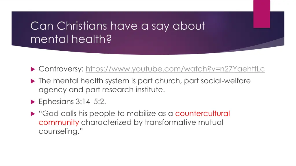 can christians have a say about mental health