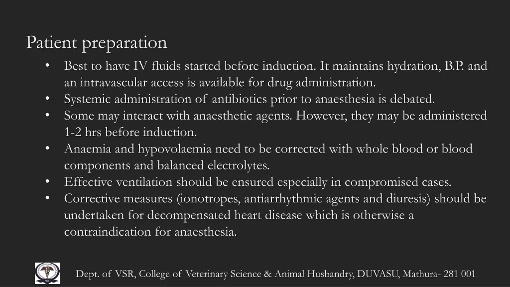 patient preparation best to have iv fluids