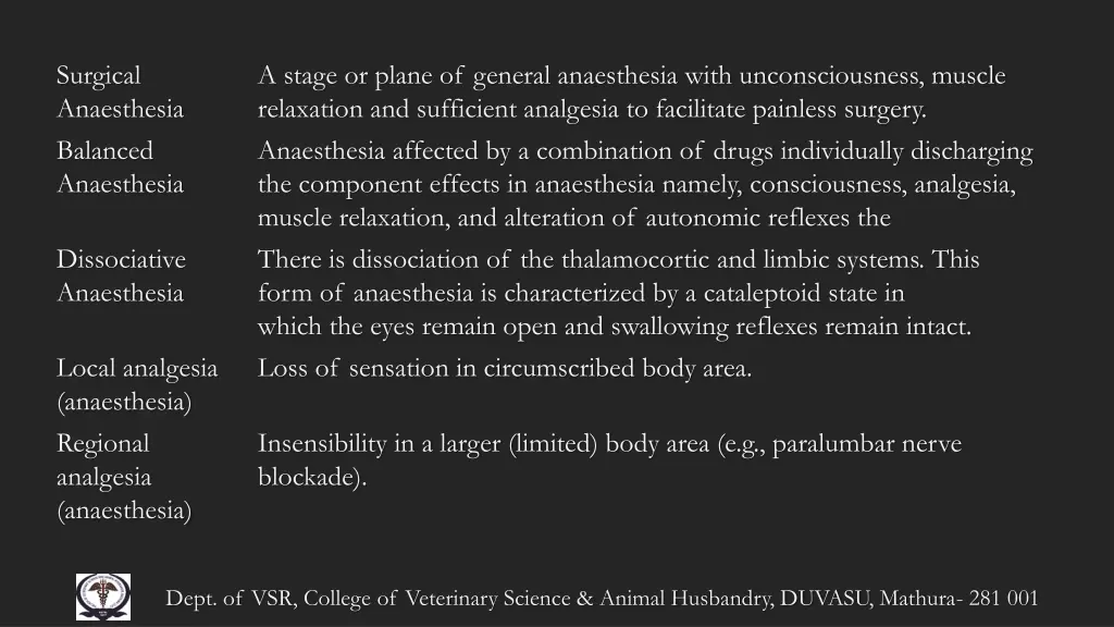 surgical anaesthesia balanced anaesthesia