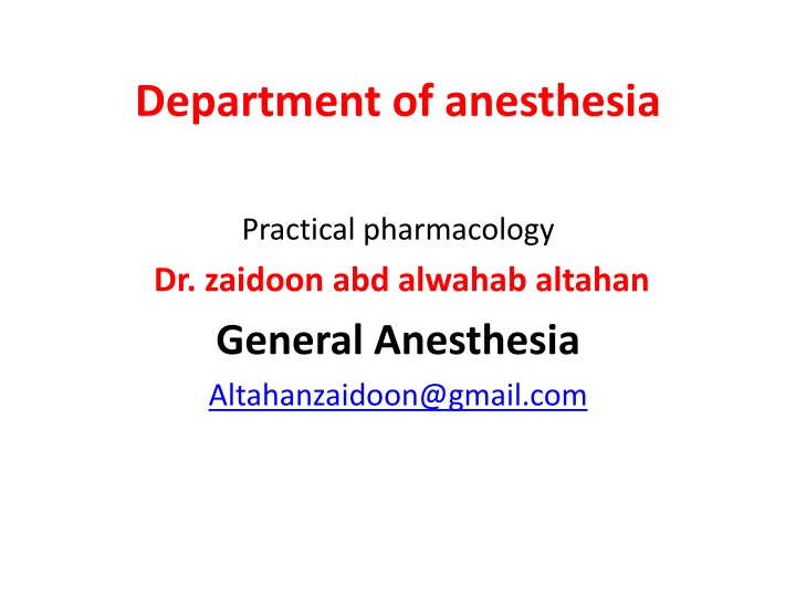 department of anesthesia