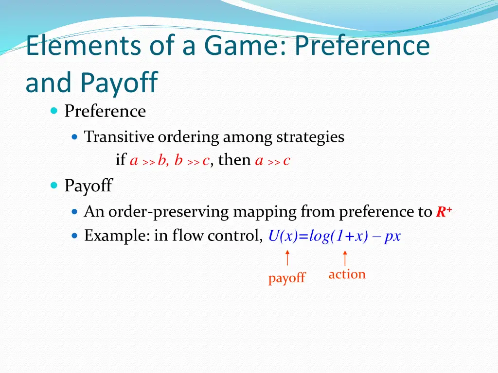 elements of a game preference and payoff