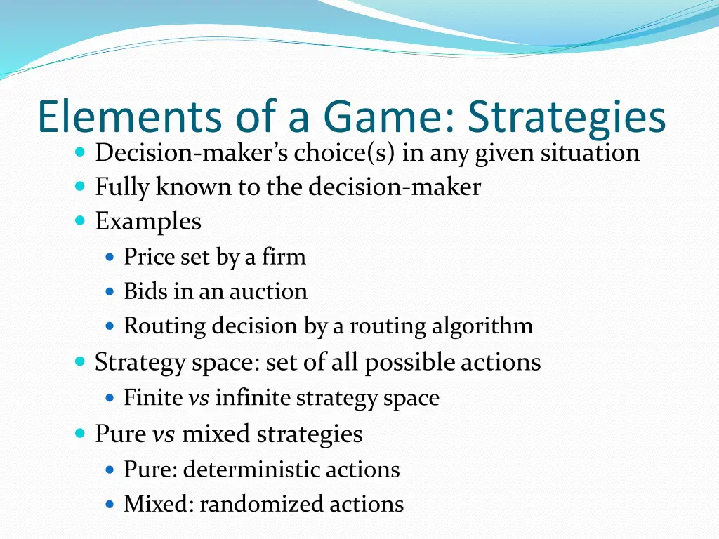elements of a game strategies decision maker