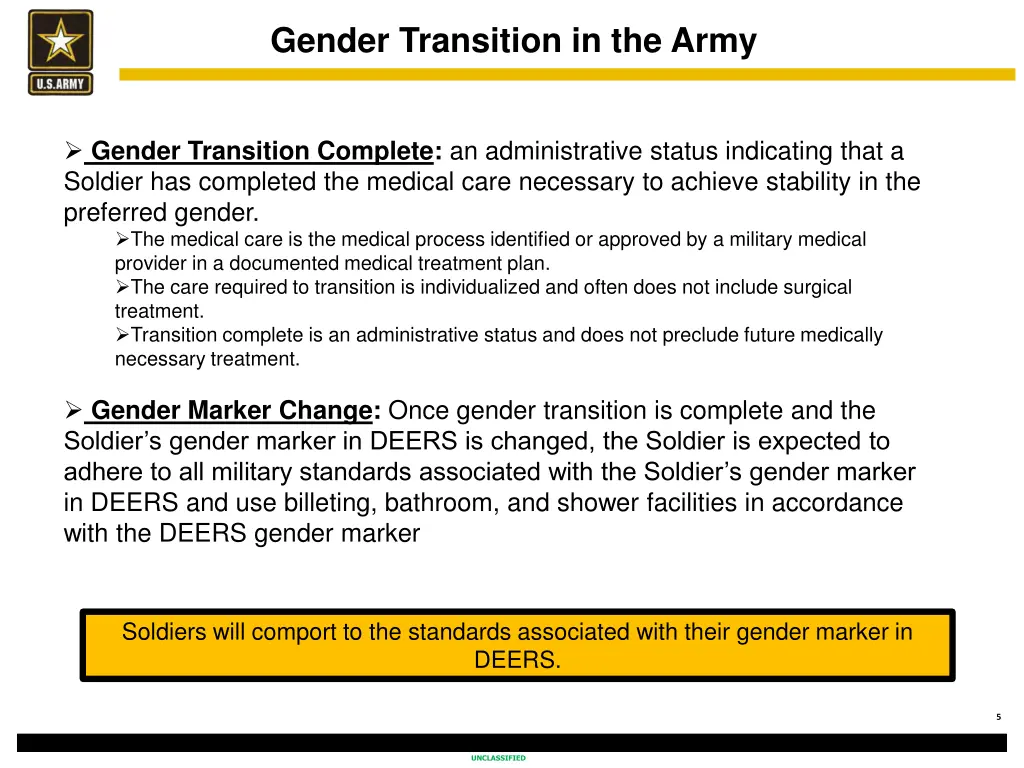 gender transition in the army