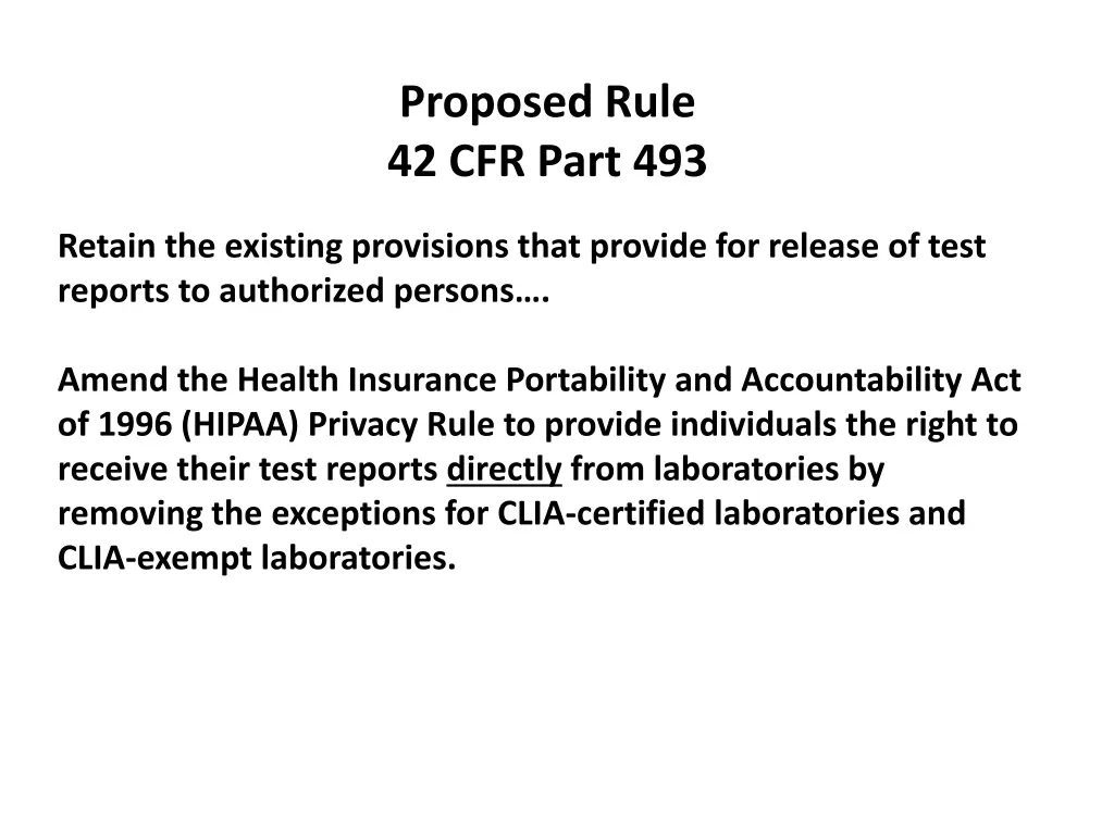 proposed rule 42 cfr part 493