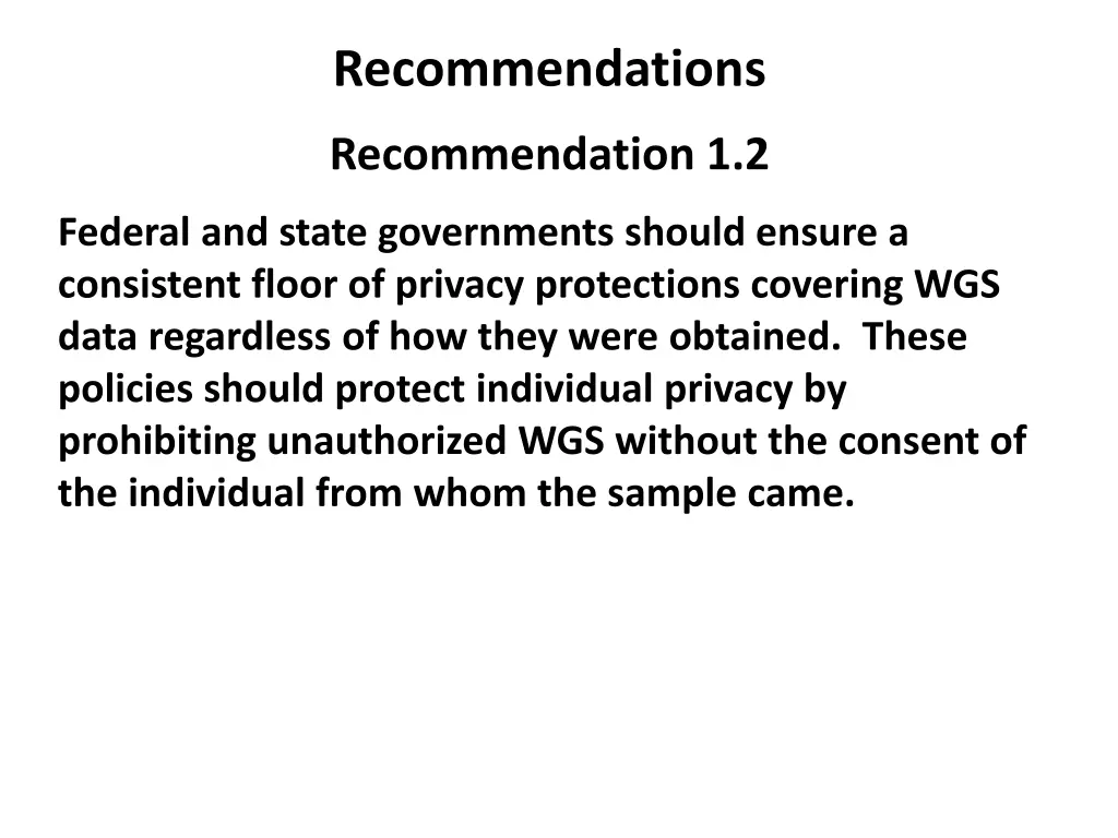 recommendations 1