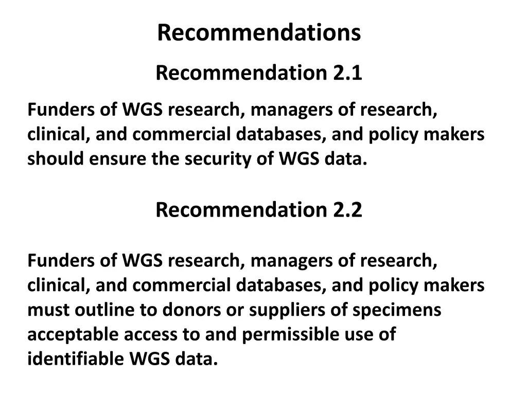recommendations 2