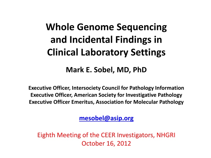 whole genome sequencing and incidental findings