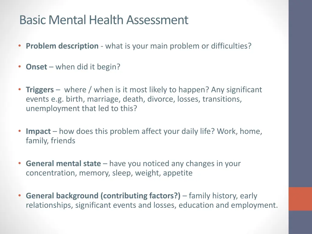 basic mental health assessment 1