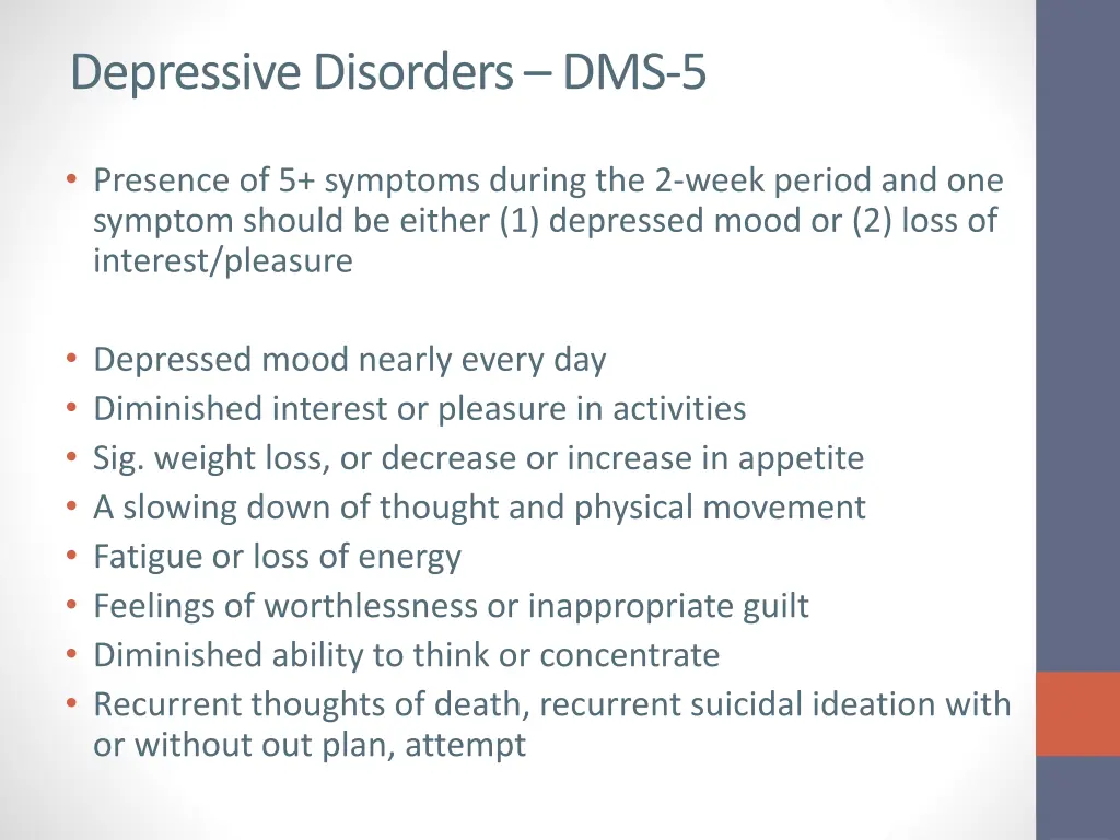 depressive disorders dms 5