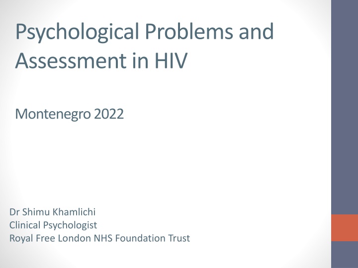 psychological problems and assessment in hiv