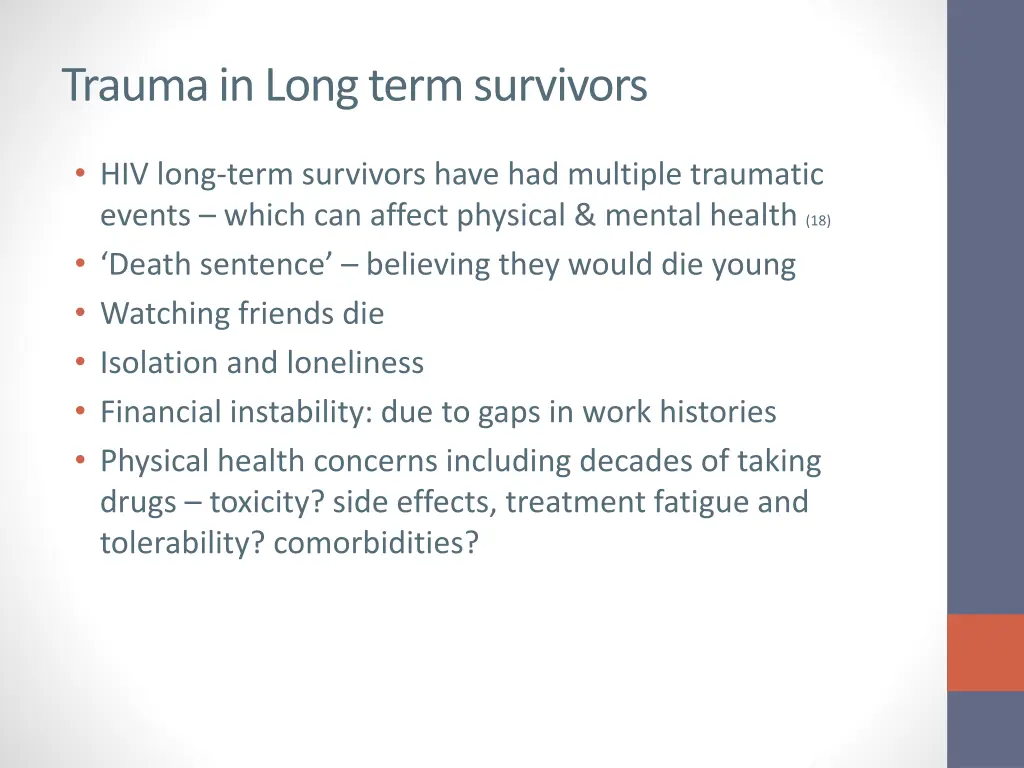 trauma in long term survivors