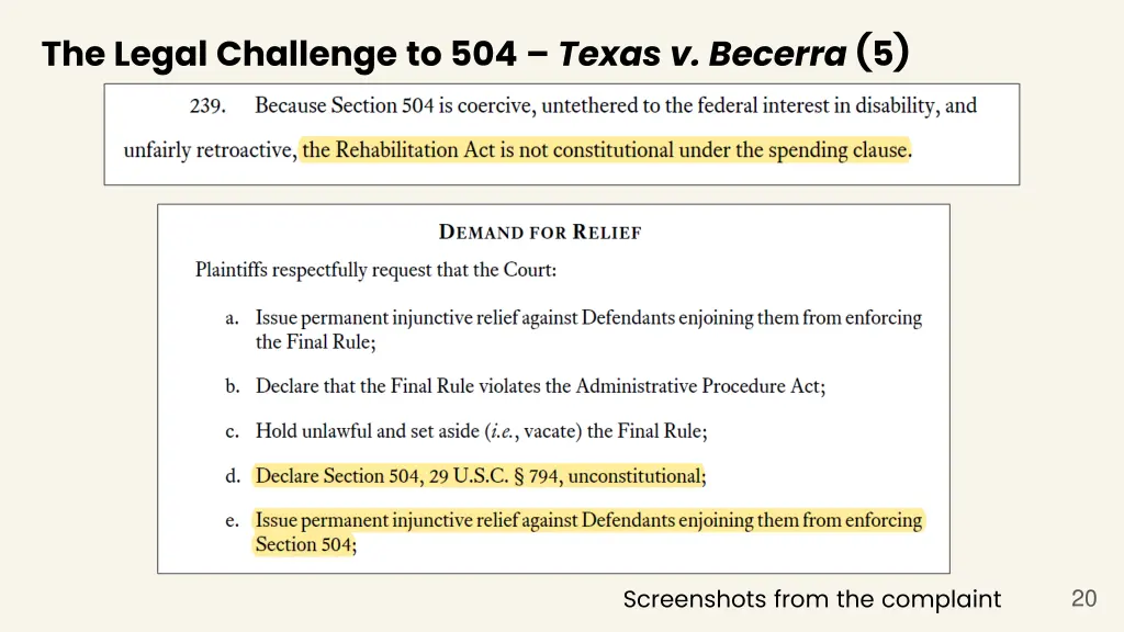 the legal challenge to 504 texas v becerra 5