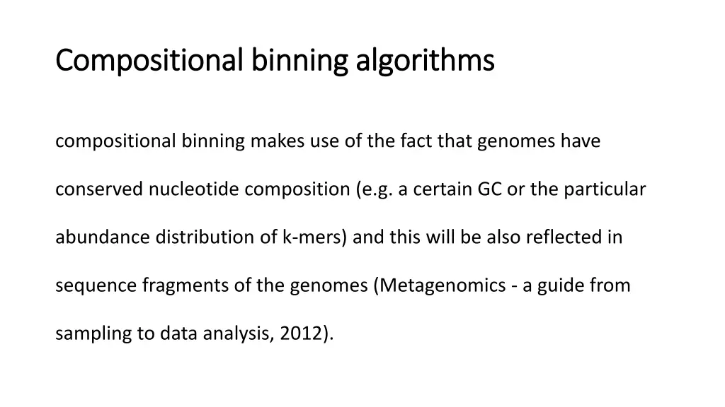 compositional binning algorithms compositional