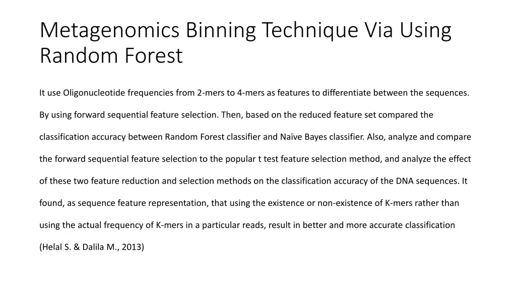 metagenomics binning technique via using random