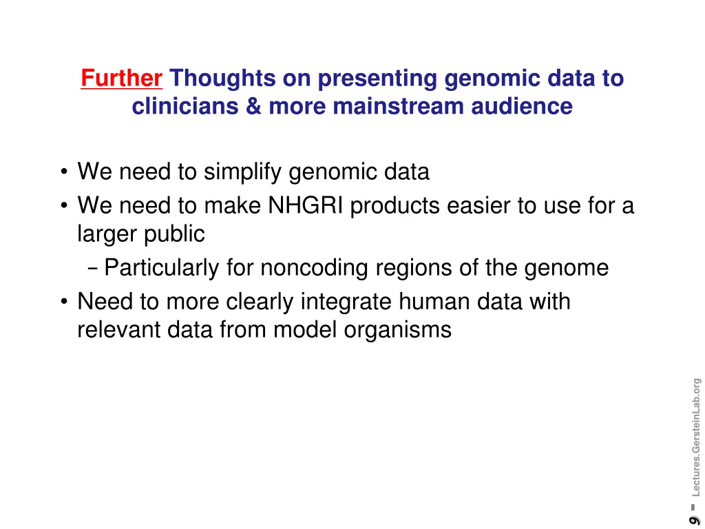 further thoughts on presenting genomic data