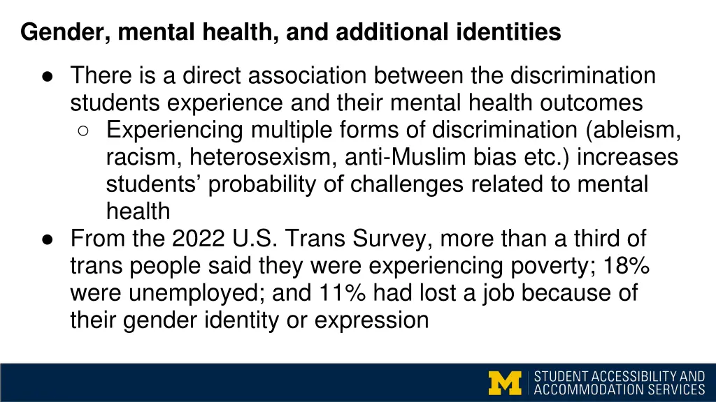 gender mental health and additional identities
