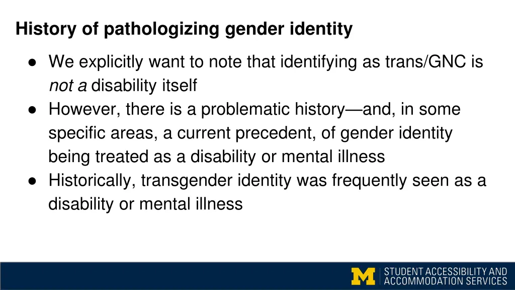 history of pathologizing gender identity