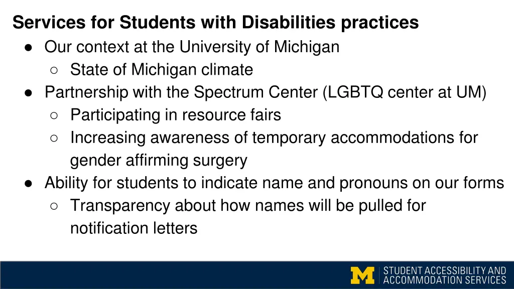 services for students with disabilities practices